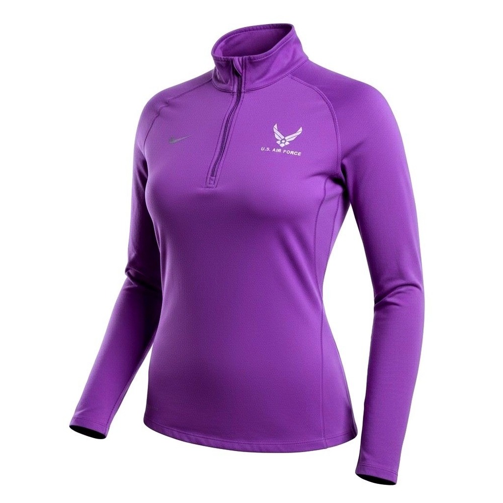 Nike Dri-FIT US Air Force Quarter Zip Pullover Womens Purple Athletic Top Small‎
